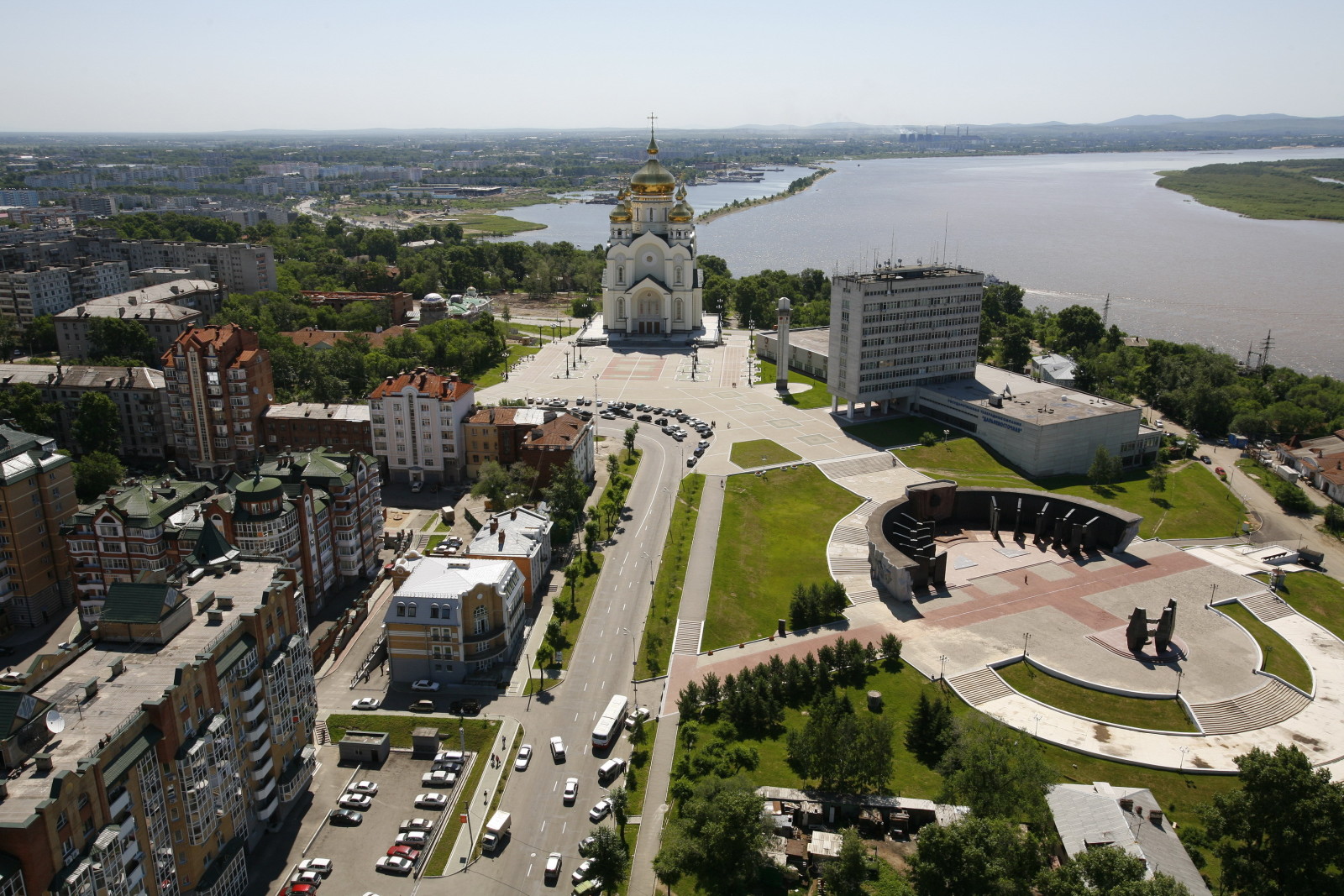 la città, strada, estate, fiume, casa, foto, Chiesa, Cupido