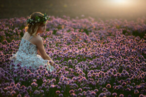 fille, ambiance, la nature