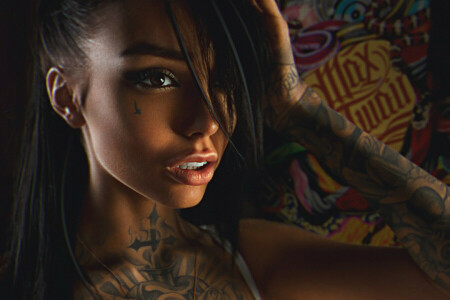 art, face, Max Twain, model, Retouch, tattoo