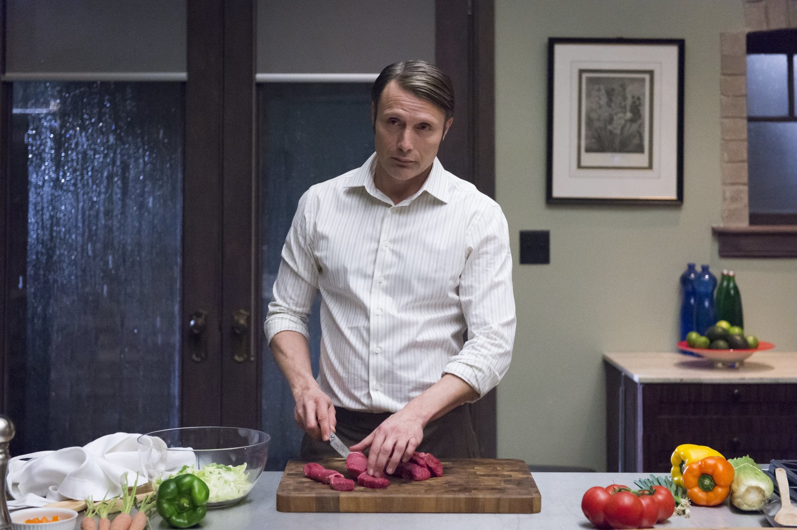 des légumes, acteur, les séries, mads mikkelsen, Dr., personnage, couteau, cuisine