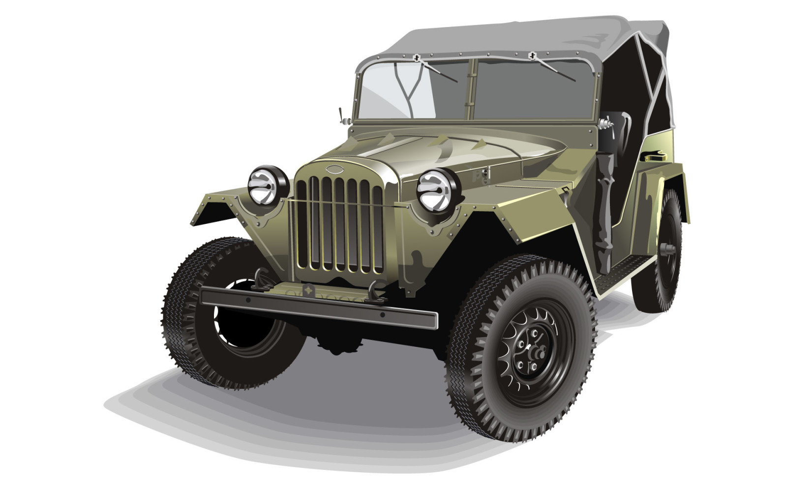 Militær, retro, Vector, firehjulsdrift, GAZ-67