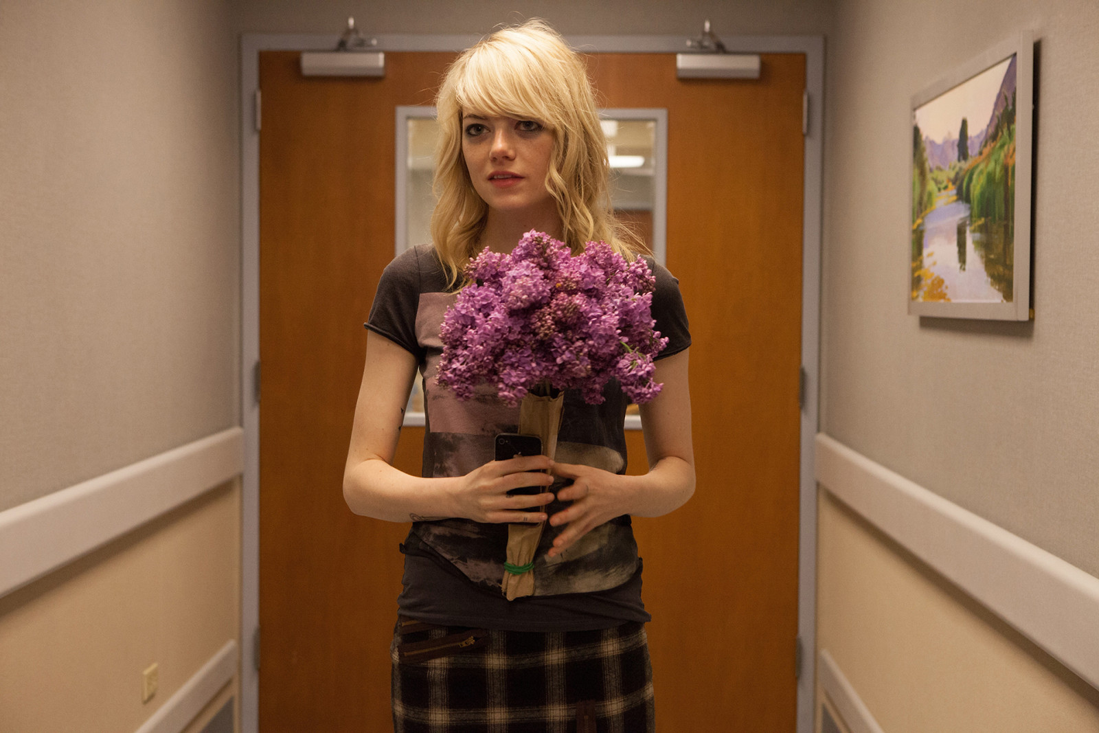 blond, kwiaty, bukiet, Korytarz, Emma Stone, Birdman