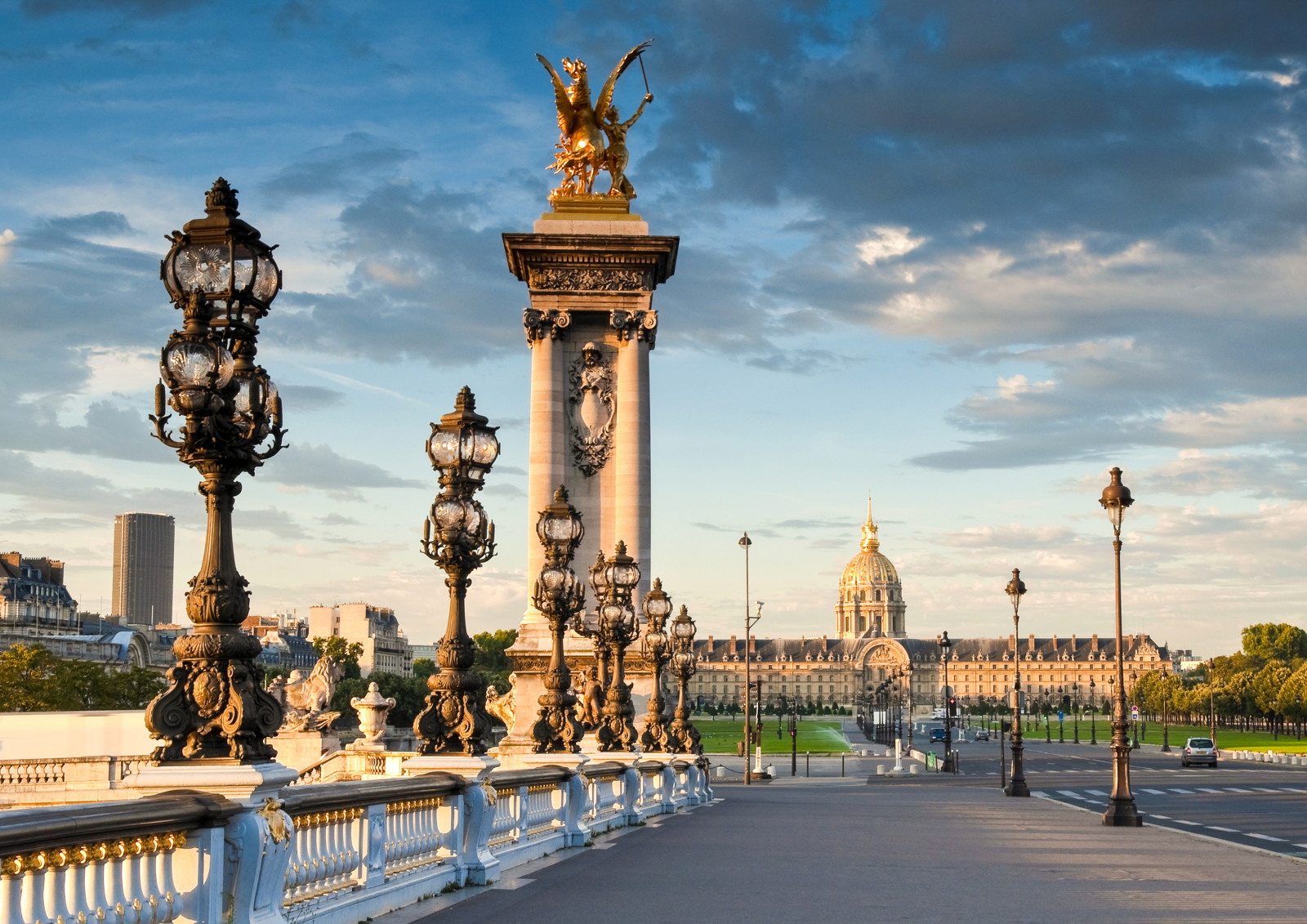 pouličné, svetlá, Francúzsko, architektúra, Paríž, palác, trieda, Pont Alexandre III