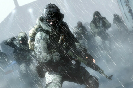 fucile d'assalto, Battlefield 4, freddo, attrezzatura, neve, Soldato