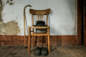 chaise, chapeau, parapluie