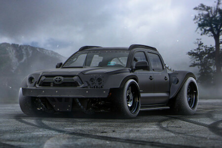 svart, av Khyzyl Saleem, framtid, Drevet, SUV, Tacoma, Toyota, tuning