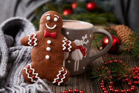 cakes, Christmas, cocoa, cookies, decoration, gingerbread, glaze, Merry