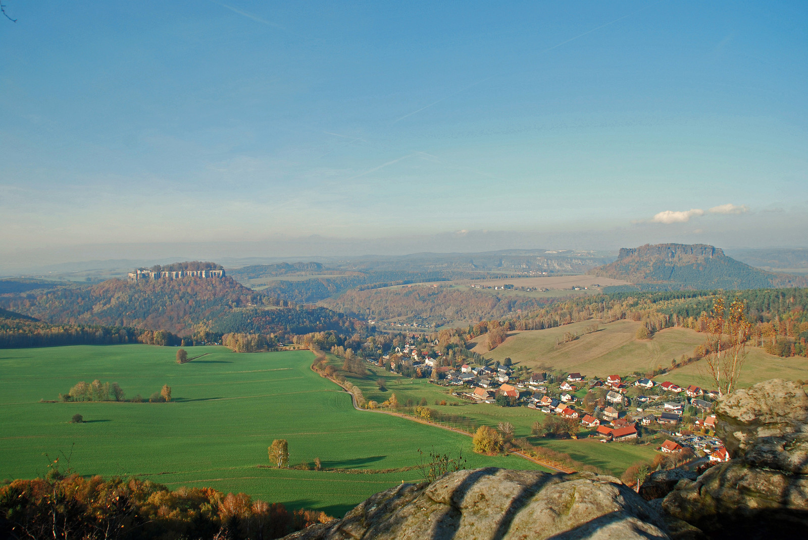 de lucht, de stad, Berg, bomen, veld-, huis, Duitsland, vallei