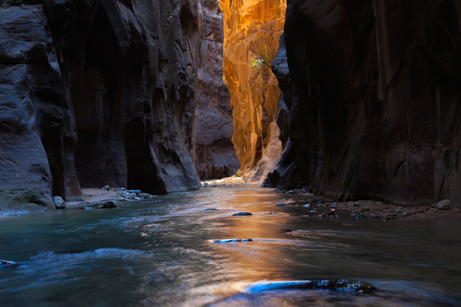 light, river, stones, canyon, gorge