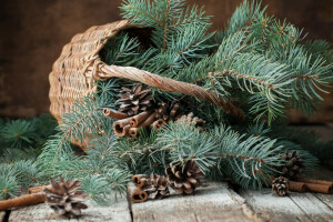 Korb, Geäst, Unebenheiten, Weihnachten, Neujahr, Baum