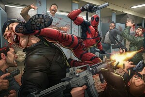 kunst, blazen, kostuum, Deadpool, Marvel stripboeken, masker, huurling, Patrick Brown