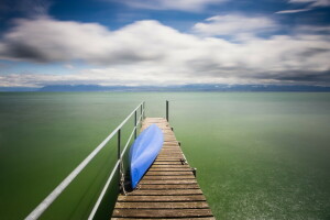 barcă, lac, peisaj