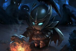 art, chibi, Dota 2, girl, mortred, Phantom Assassin, the fire