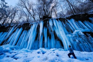 glaçons, Kenji Yamamura, gens, photographe, neige, des arbres