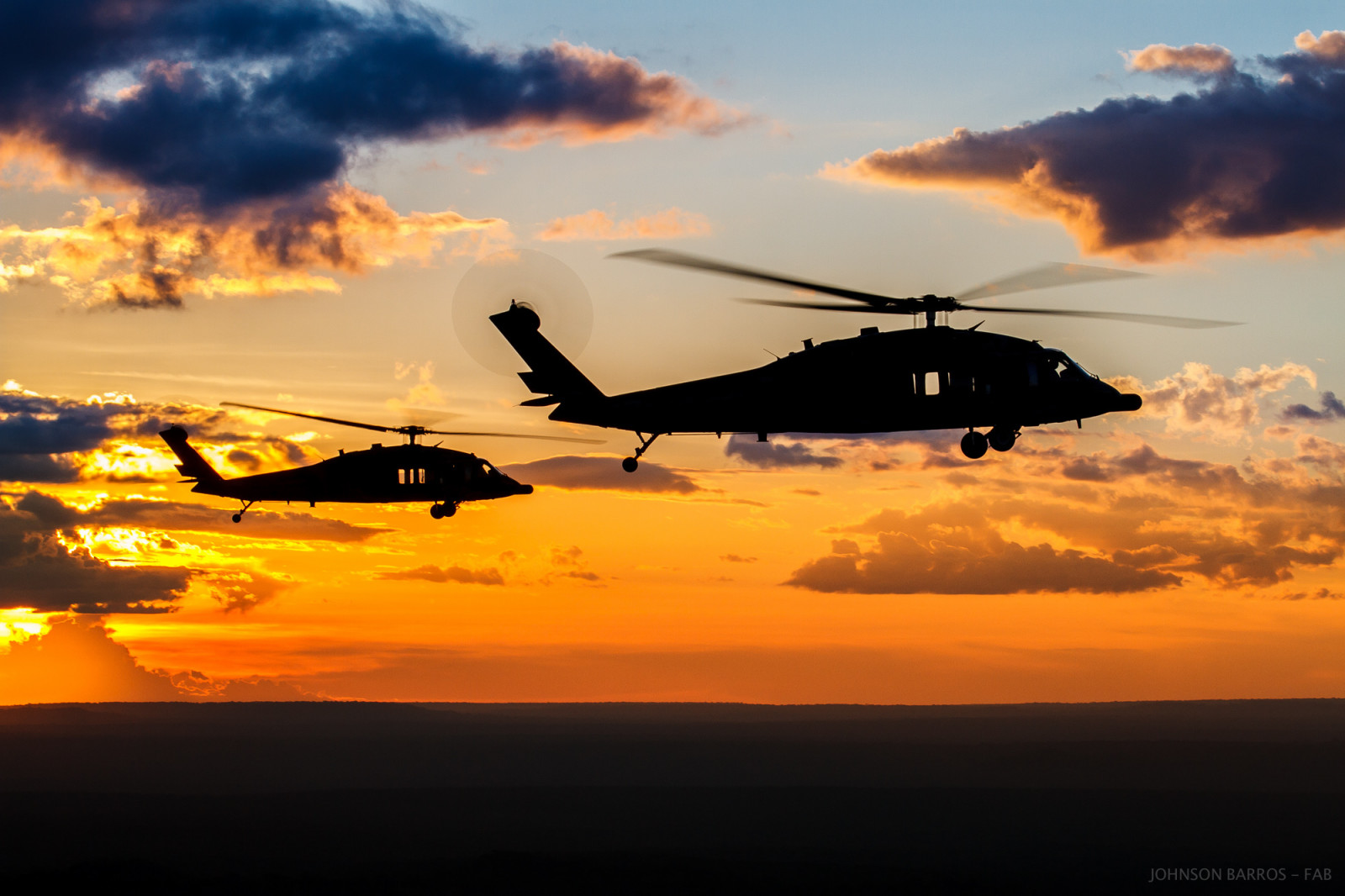 himmelen, solnedgang, skyer, Black Hawk, FAB, oransje himmel