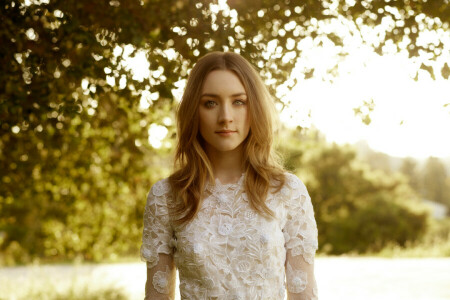 actress, bokeh, dress, glare, Harpers Bazaar, in white, nature, photo