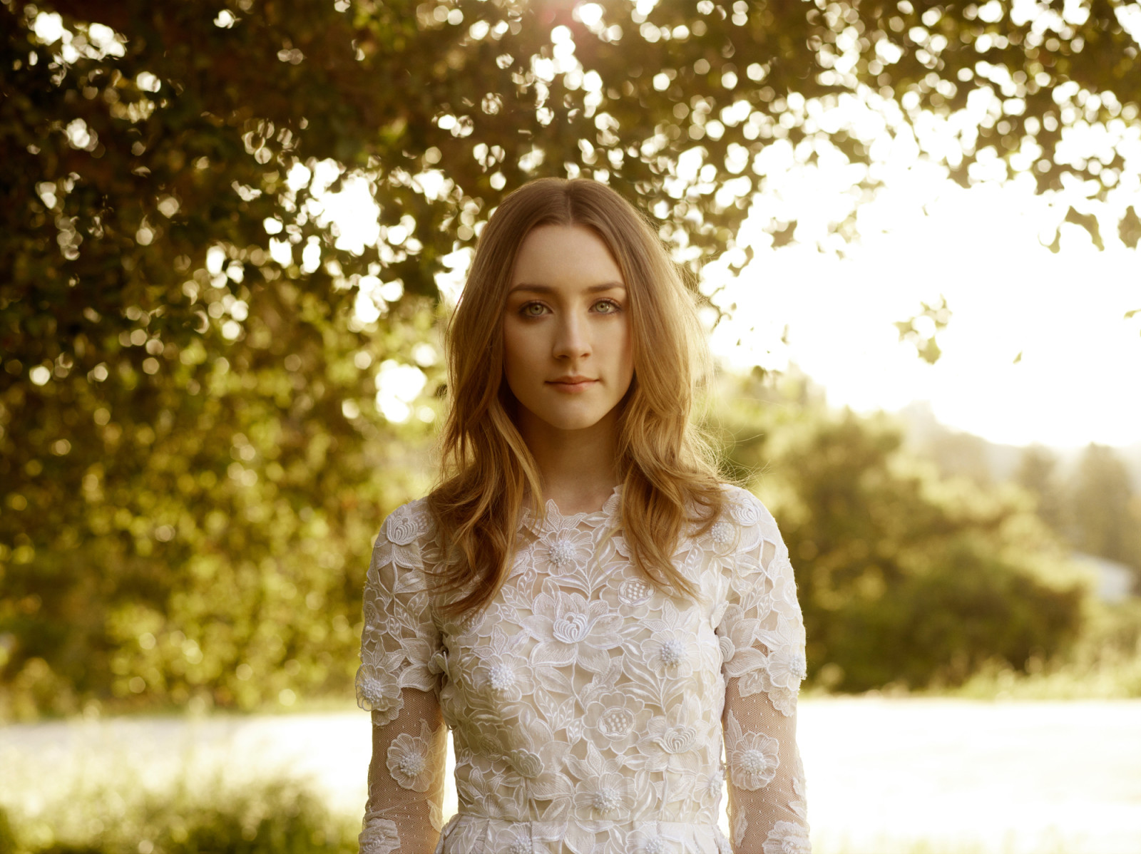 nature, glare, bokeh, photo, actress, dress, in white, Harpers Bazaar