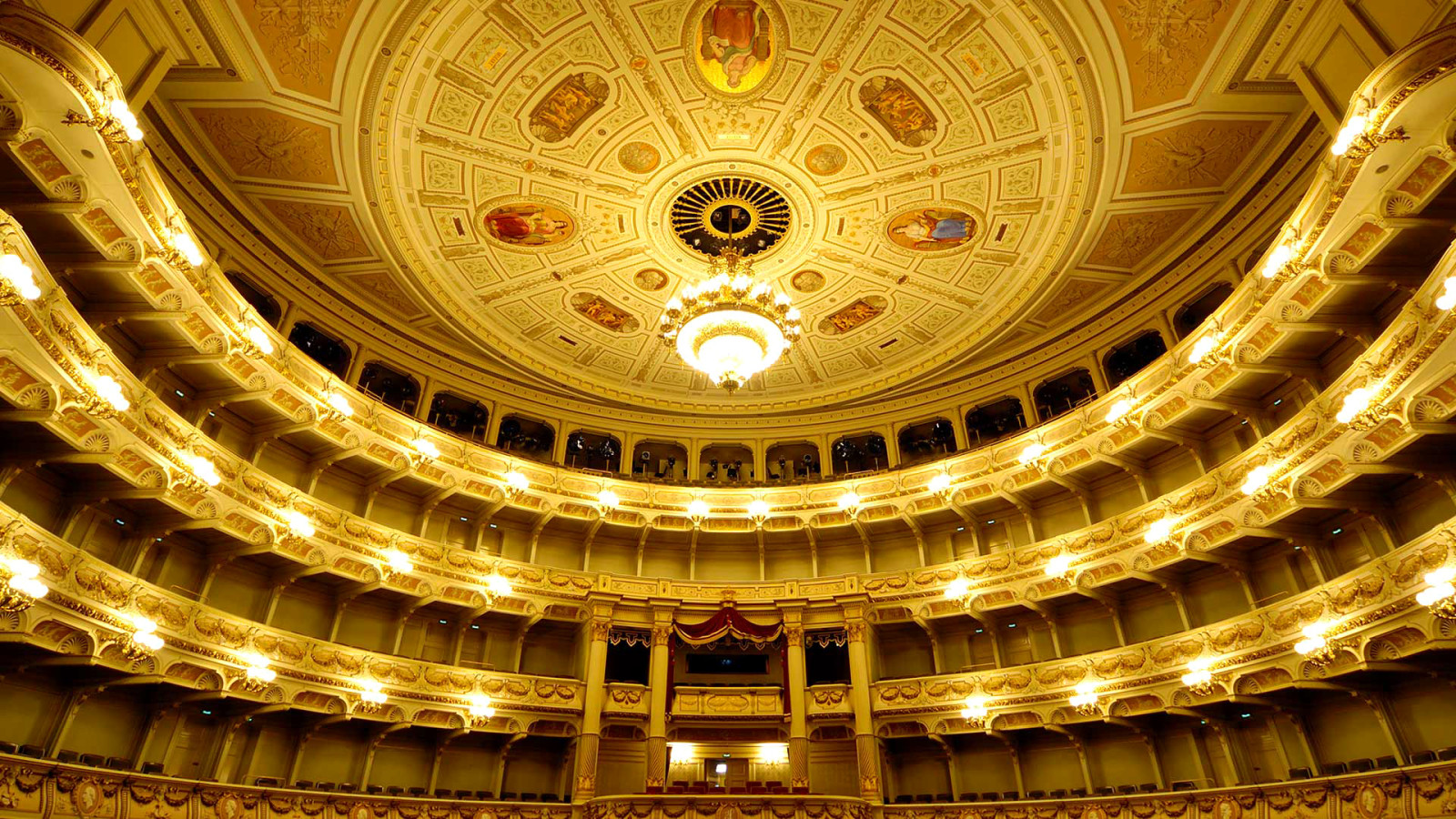 cama, Alemanha, corredor, sacada, teatro, Dresden, Ópera, Saxônia