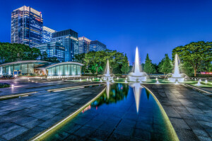 fuentes, Japón, Tokio, Parque de la fuente de Wadakura