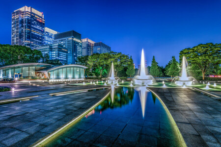 fountains, Japan, Tokyo, Wadakura Fountain Park