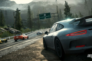 bmw m3 gts, C7 Corvette, McLaren P1, montagnes, Porsche 911, route