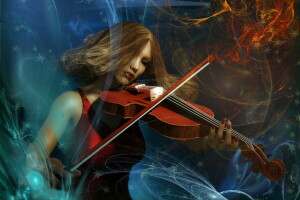 ragazza, Musica, violino