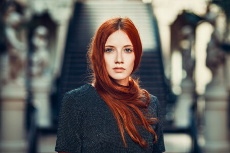 BEAUTY, eyes, face, girl, hair, lips, model, red