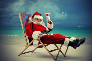 beach, beard, boots, cigar, clouds, coat, glass, glasses