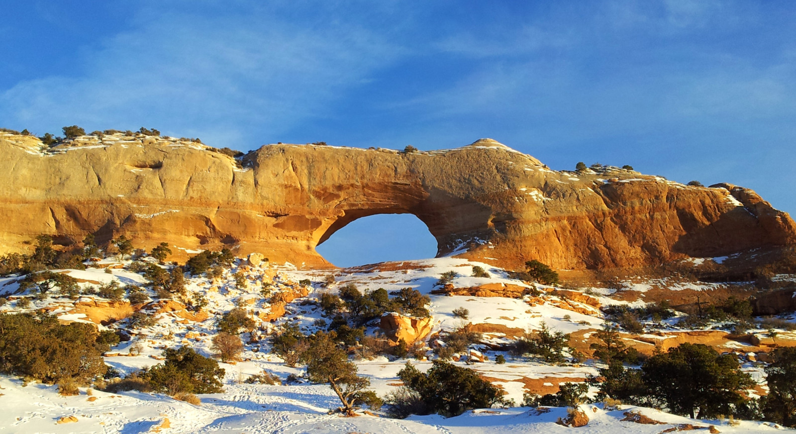 nieve, el cielo, arco, rock