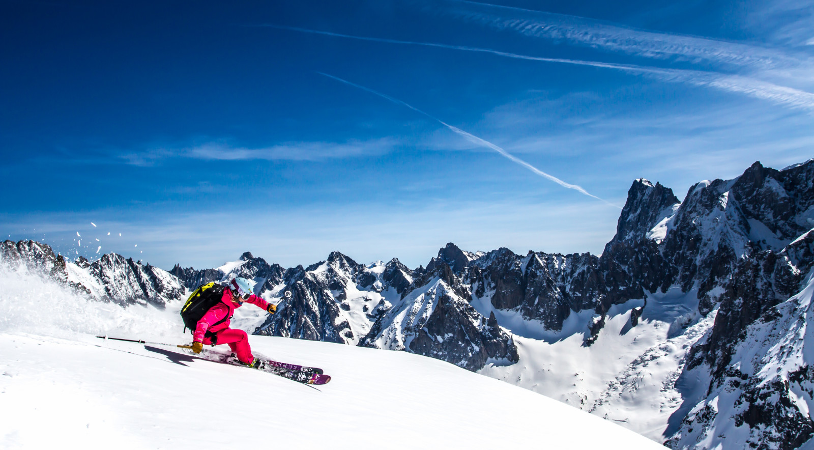 snow, the sky, winter, clouds, mountains, ski, skier