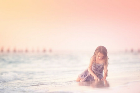 beach, dress, girl, Meg Bitton