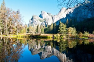 Montaña, naturaleza, oserror, foto, reflexión, arboles