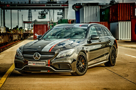 AMG, fekete, C-osztály, Mercedes, Mercedes-Benz, Performmaster, S205, egyetemes