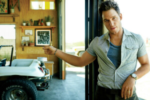 acteur, auto, Chris Pratt, Garage, gebaar, Peggy Sirota, fotoshoot, overhemd