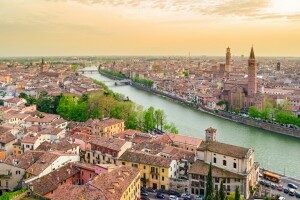 ciudad, paisaje urbano, Europa, Italia, panorama, la ciudad, viaje, Verona