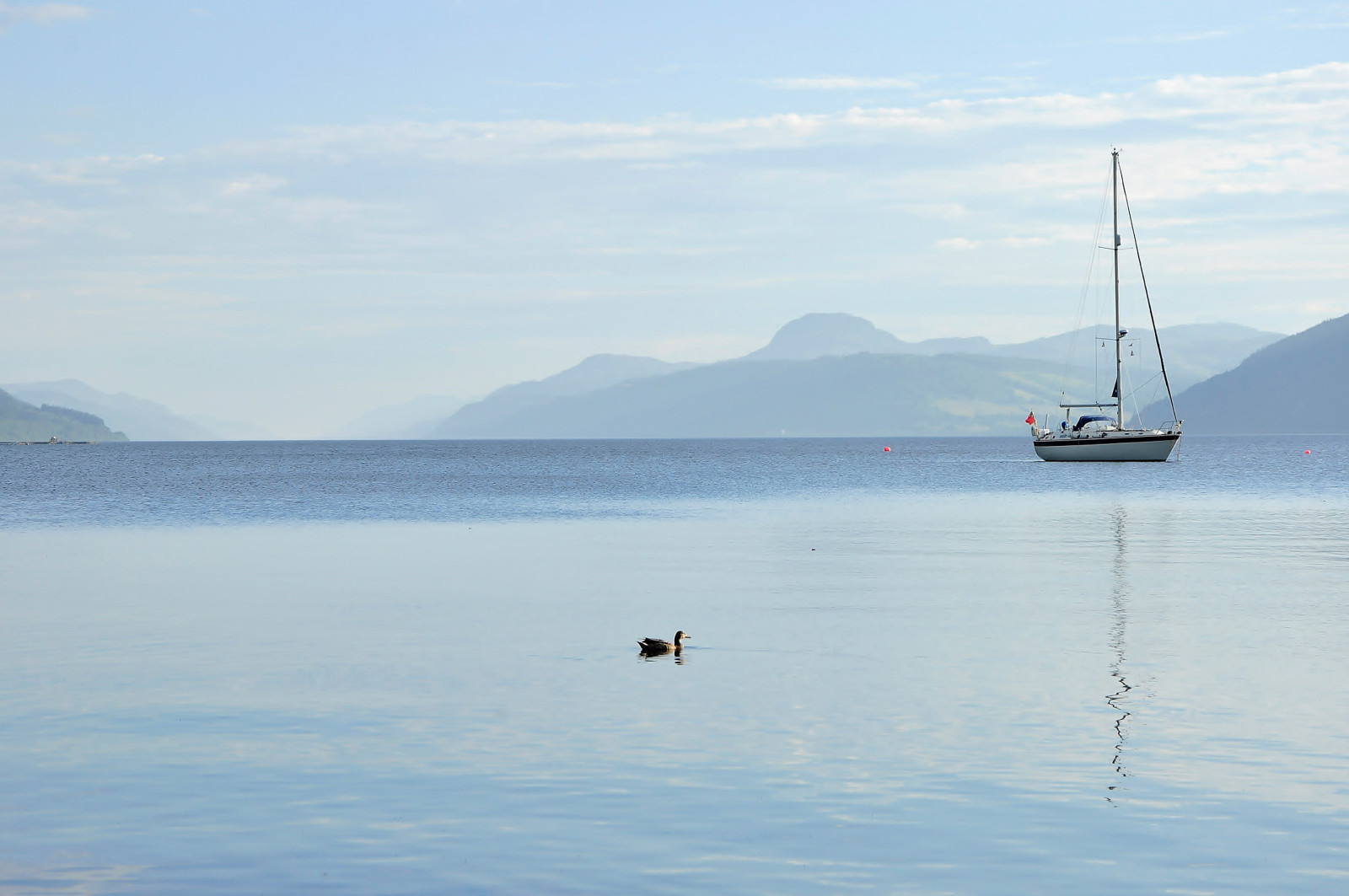 himlen, sø, bjerge, båd, yacht, and