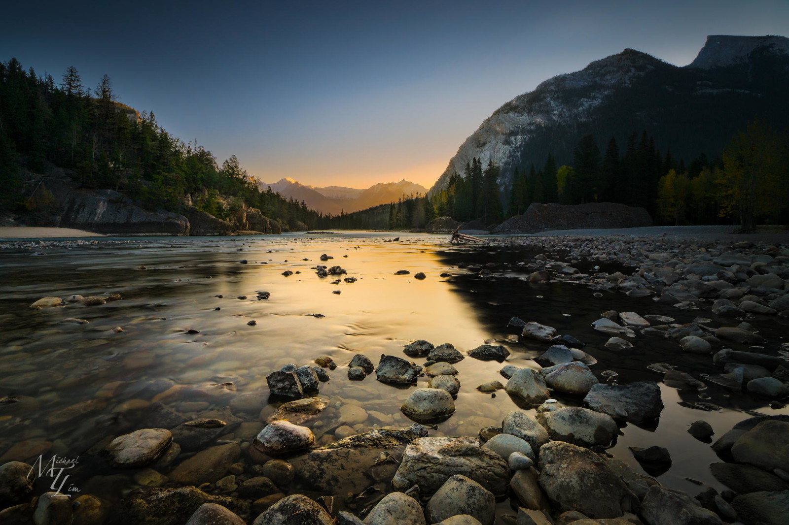 Natur, See, Bäume, Berge, Dämmerung