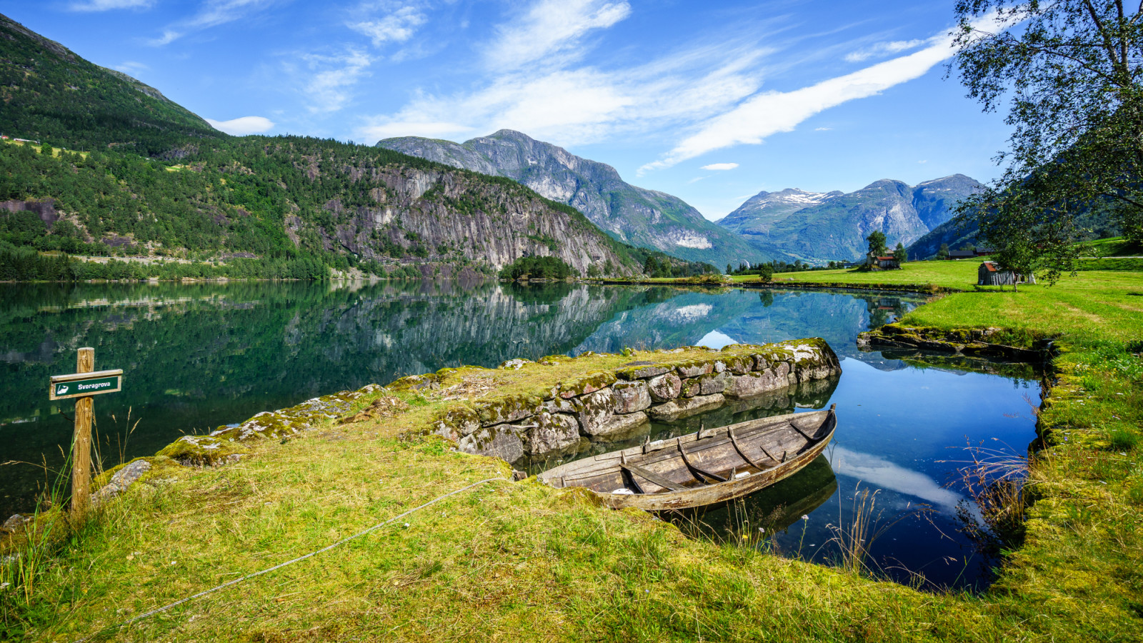 горы, Норвегия, воды, лодка, фьорд, Согн и Фьордане, Stryn, Согн ог Фьордане