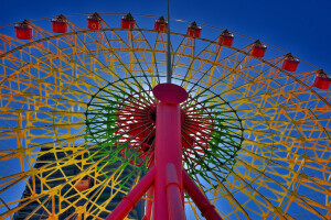 attraction, Ferris wheel, paint, the sky