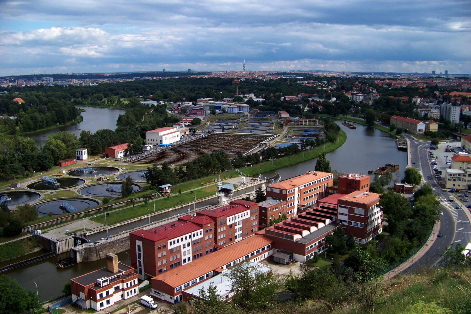 the city, river, road, building, Machine, Prague, Czech Republic