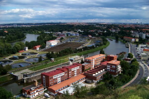 edificio, Republica checa, Máquina, Praga, río, la carretera, la ciudad