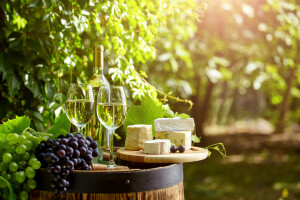 barril, bokeh, garrafa, queijo, Jardim, óculos, uvas, verduras