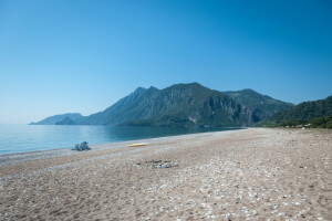 strand, bjerge, hav