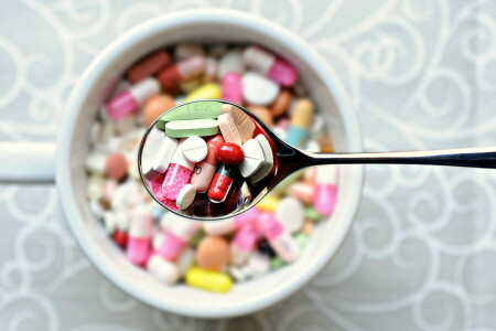 background, medication, spoon