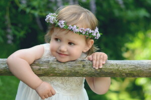 girl, mood, wreath