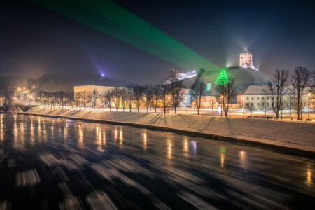 Festive laser projections, Lithuania, Vilnius