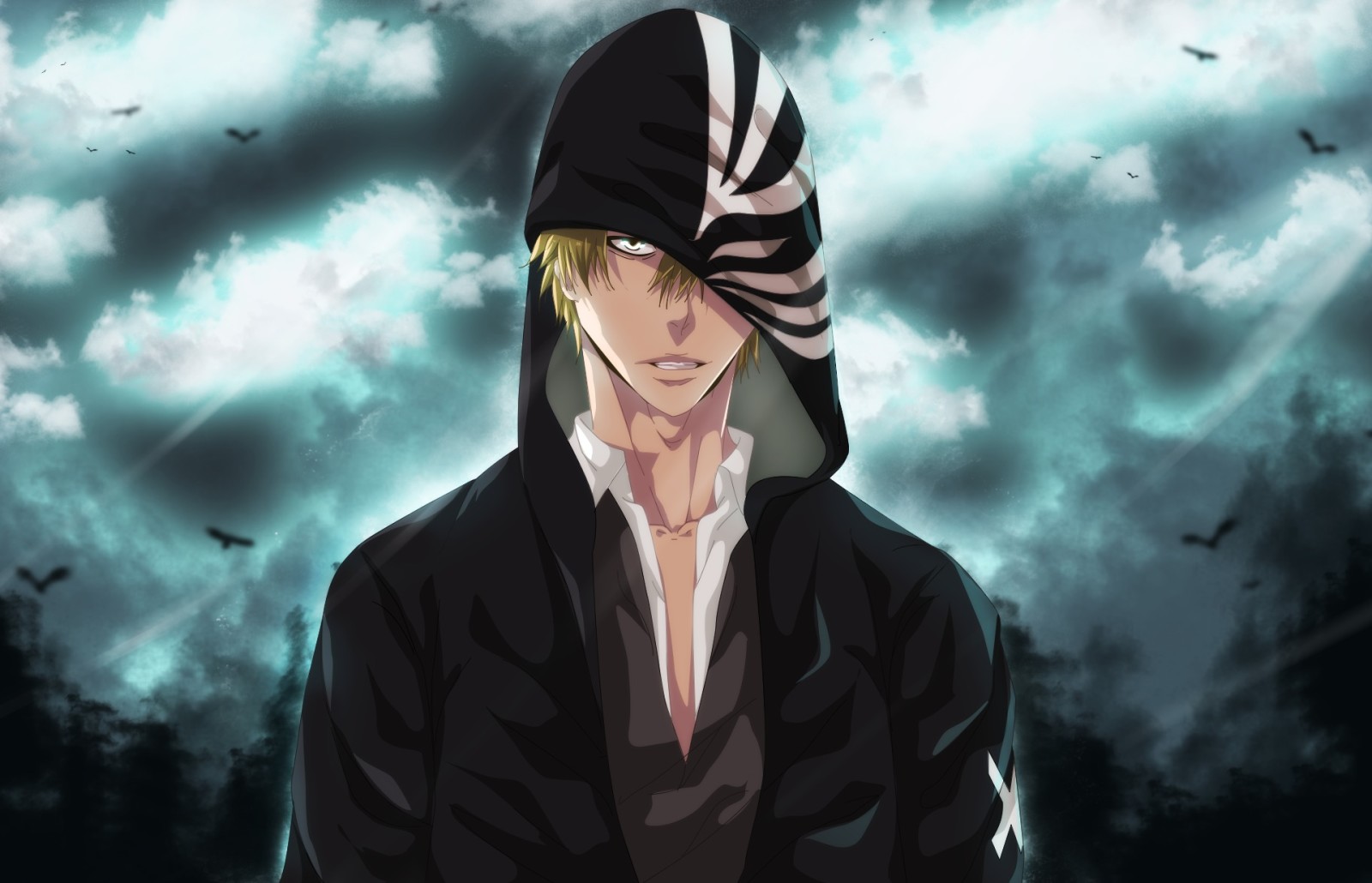 hood, art, anime, guy, Bleach, Ichigo Kurosaki, shinigami