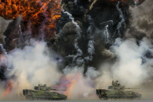 explosion, Simulated fight, tanks