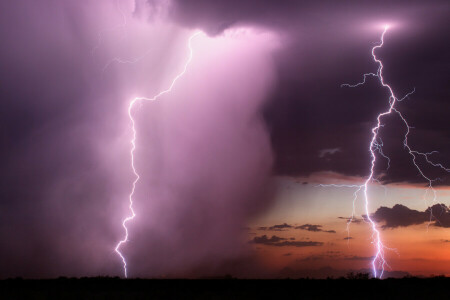 nubes, elemento, relámpago, el cielo, la tormenta