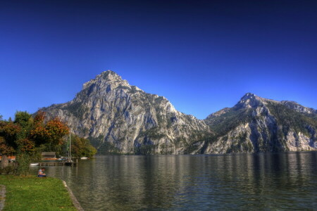 Austria, jezioro, krajobraz, góry, Natura, zdjęcie, niebo, Traunkirchen